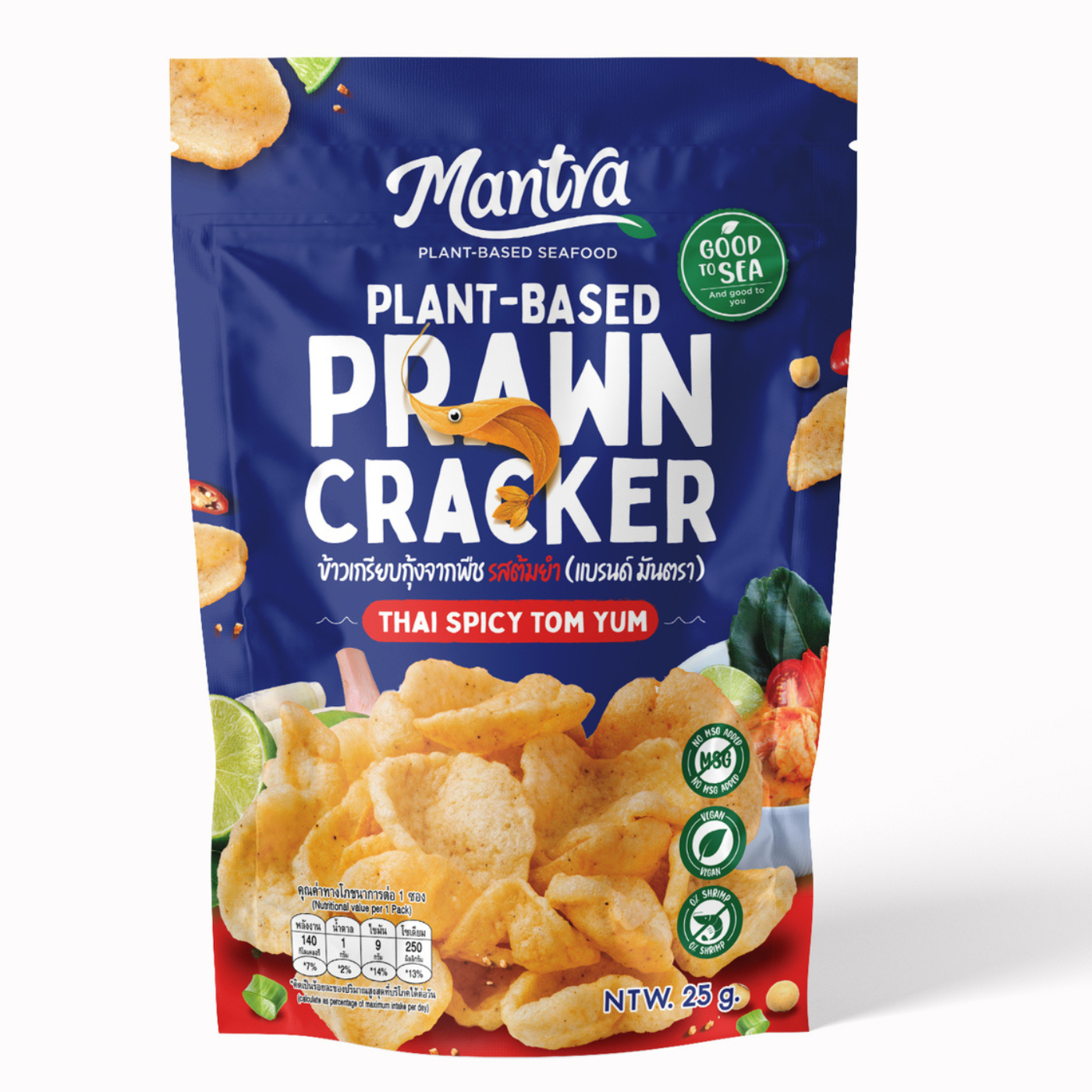 MANTRA Plant-Based Prawn Cracker 25G - Tomyum FlavorSnacksA snack bursting with Thai tom yum spice! These crispy crackers deliver the perfect balance of spicy, sour, and umami flavors, just like an authentic bowl of tom yum soup—but in a crunchy snack for